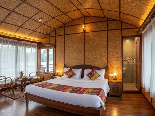 Luxury 1BHK houseboat with AC and attached bathroom in kerala