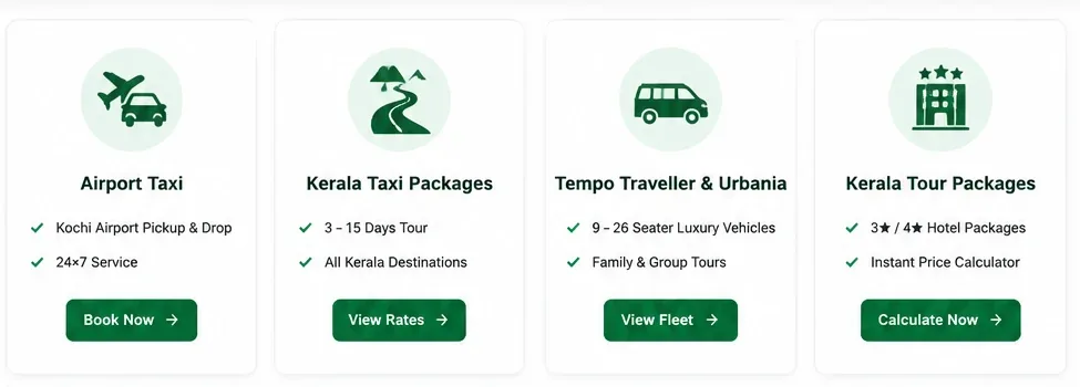Kerala taxi and tour package calculator services