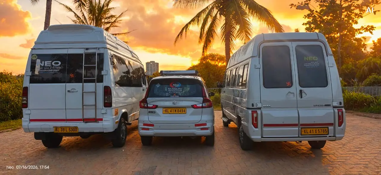 Kochi Taxis premium taxi fleet with Force Urbania, Ertiga and tempo traveller rear view