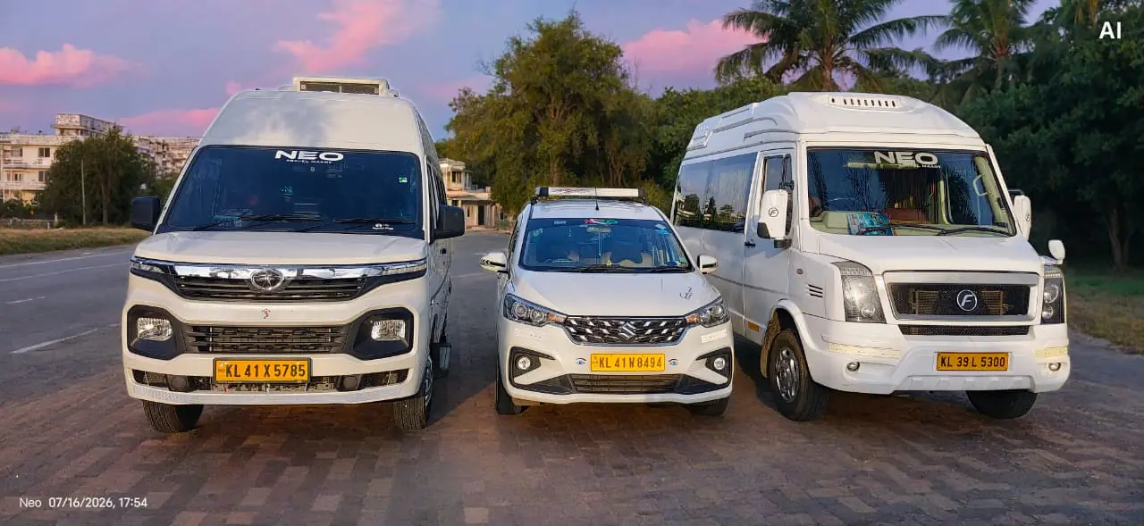 Kochi Taxis Kochi taxi fleet with Force Urbania, Ertiga cab and premium tempo traveller